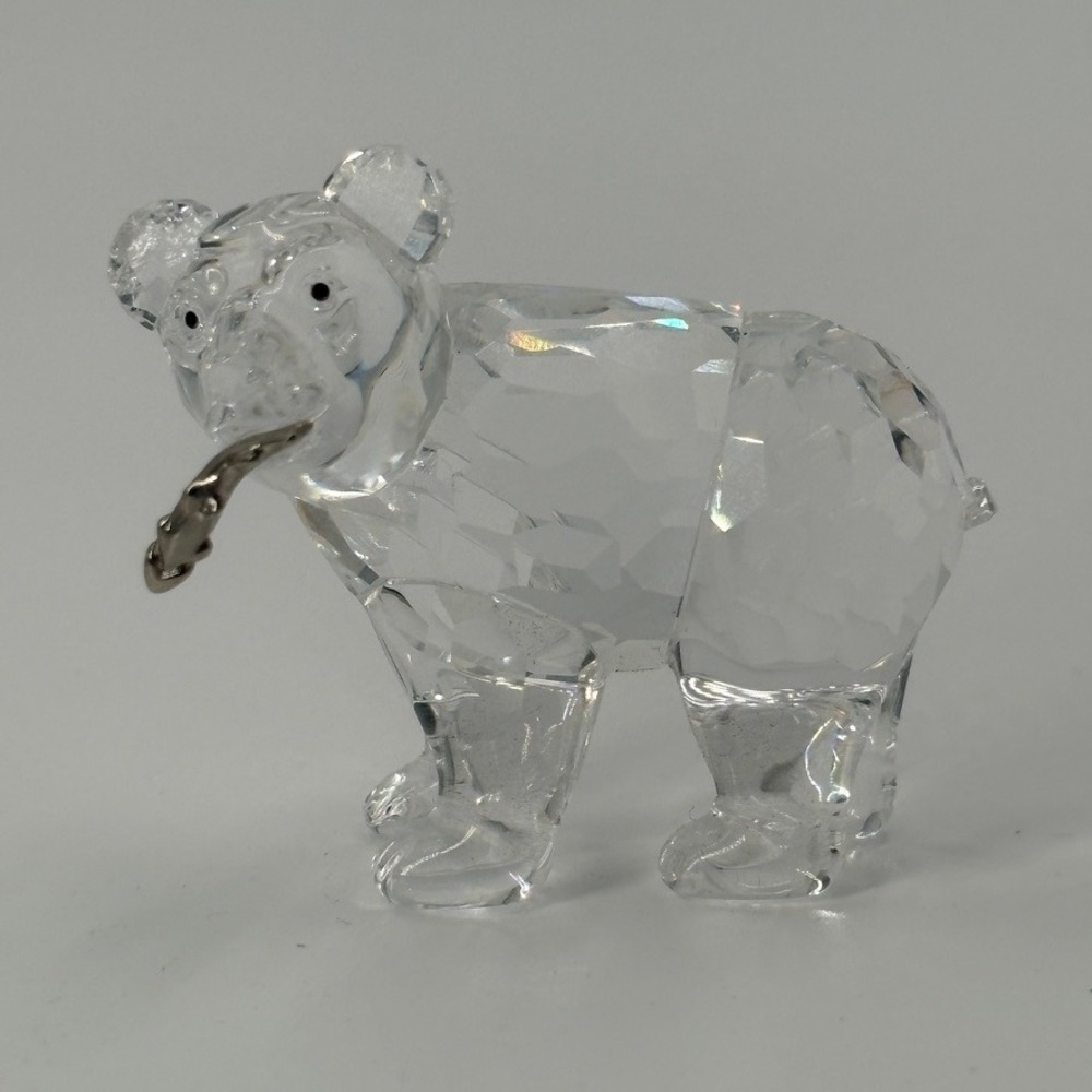 Swarovski Crystal Grizzly Bear Cub with Fish Figurine Retired Faceted Glass‎